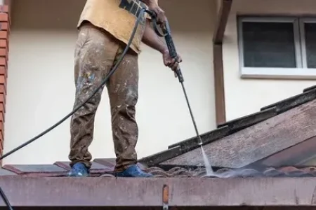 A roof cleaning expert is cleaning roof in fort lauderdale